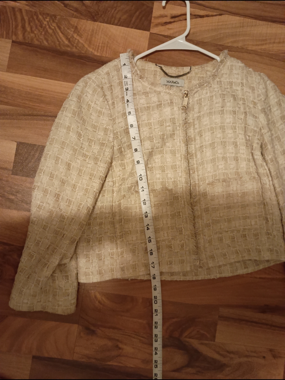 Cream Tweed Zip-Front Jacket